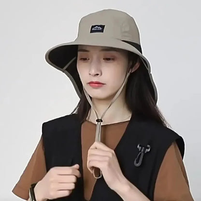 Wide Brim Bucket Hat with Neck Flap – Unisex Outdoor Sun Hat