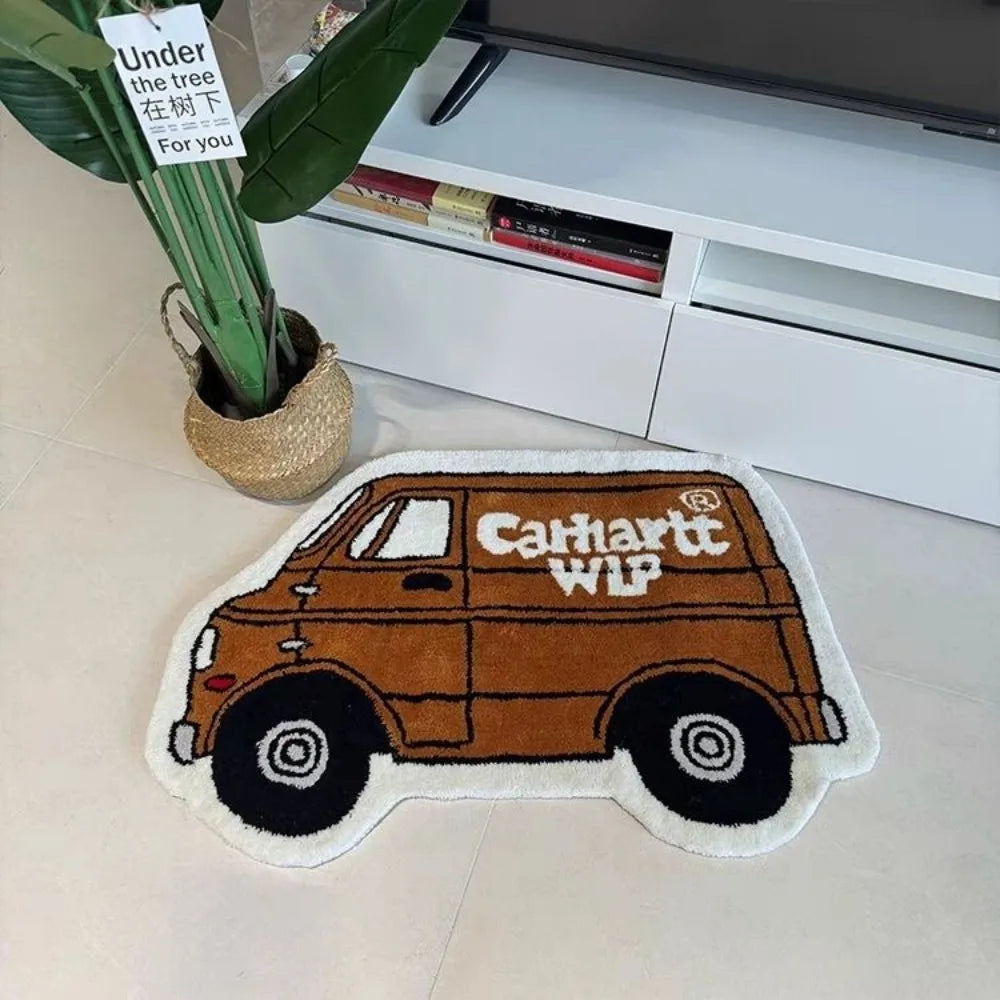 Novelty Car-Shaped Area Rug – Fluffy Decorative Carpet for Living Room & Bedroom