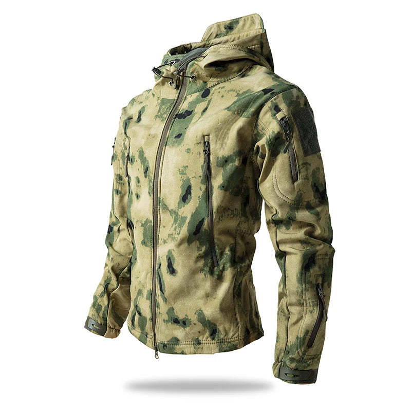 Men's Tactical Soft Shell Jacket – Waterproof Fleece Hooded Coat