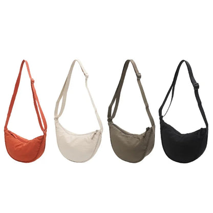 Nylon Crescent Shoulder Bag for Women – Casual Crossbody