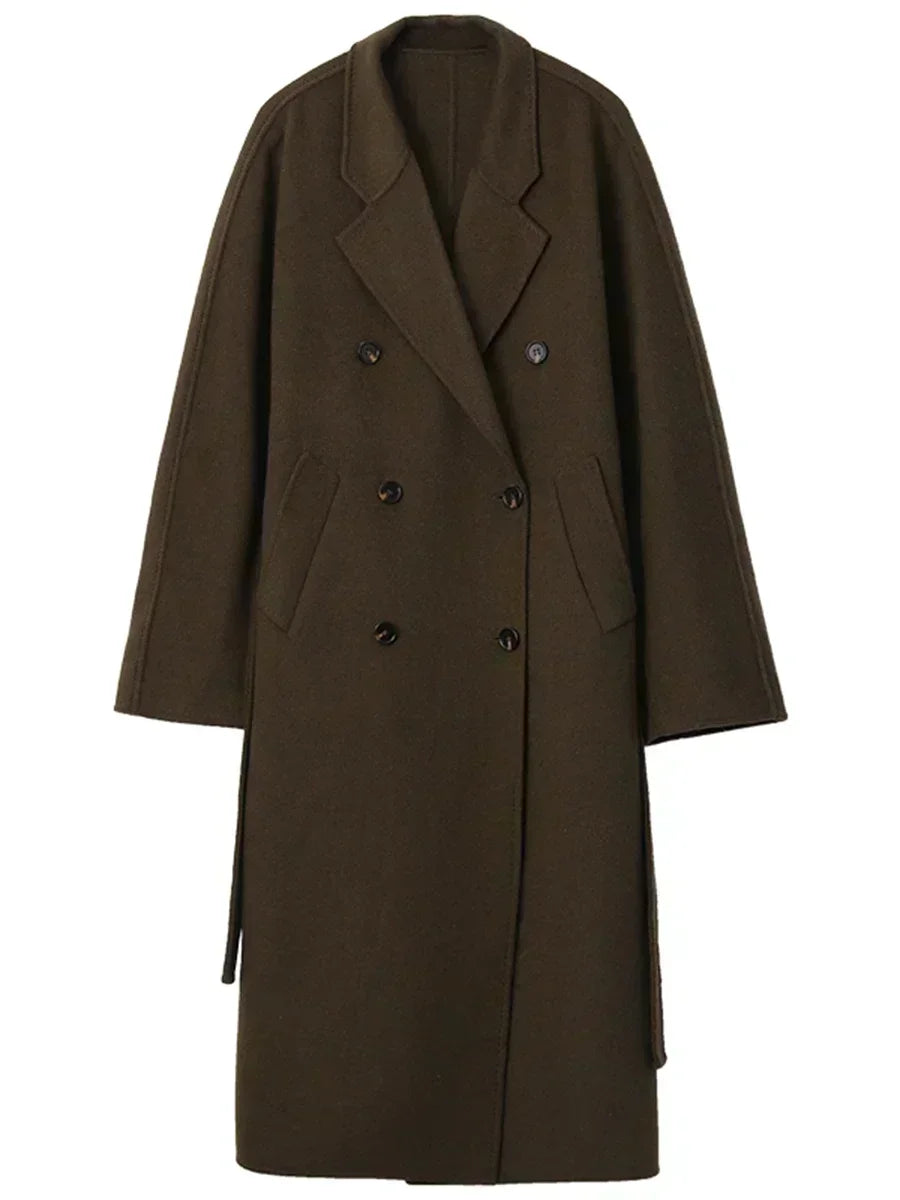 Women's Long Double-Sided Wool Coat – Retro Loose Overcoat
