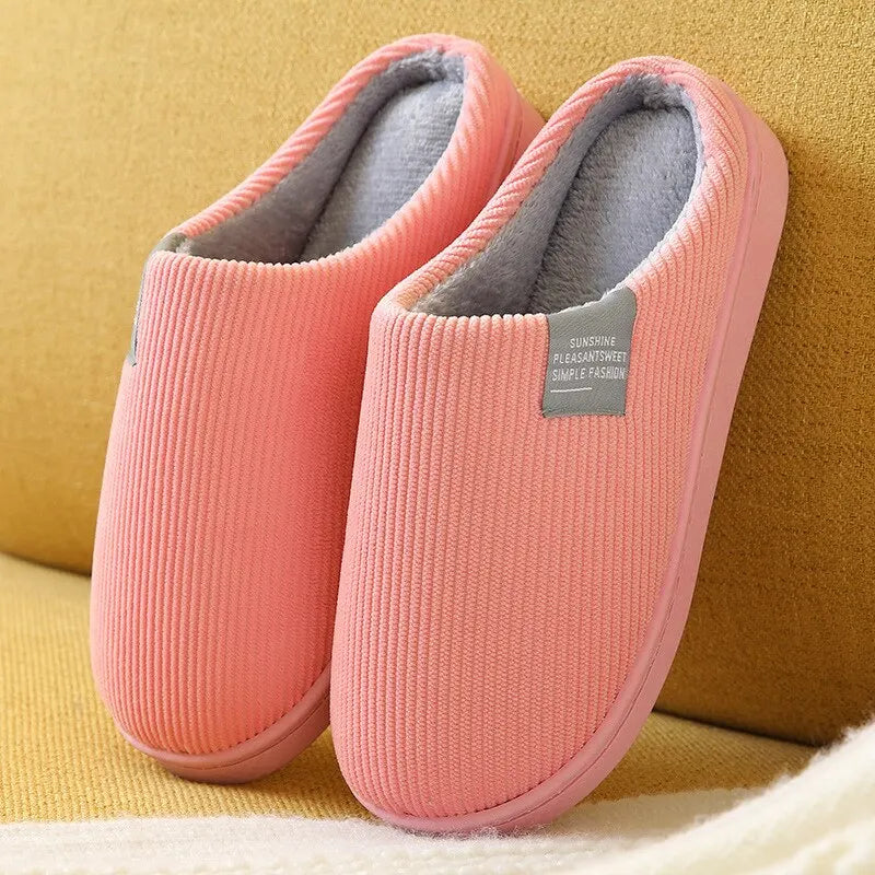 Women S Men Thick Soft Bottom Home Slippers Household Plush Anti-Slip Thermal Indoor Winter - Soft