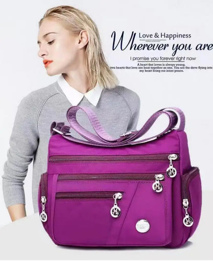 Waterproof Nylon Crossbody Bag for Women – Multi-Pocket Shoulder Handbag