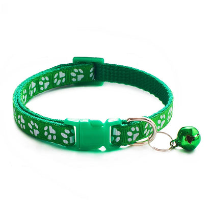 Cat & Dog Bell Collar with Paw Print – Adjustable