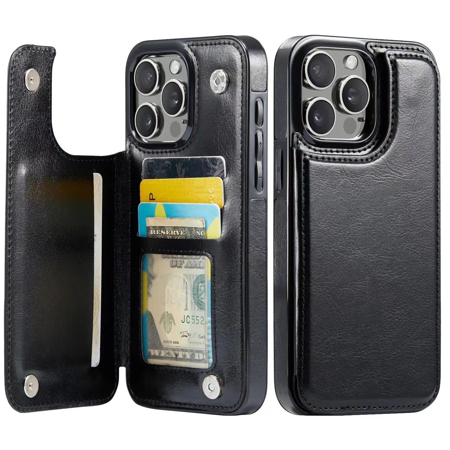 Wallet Card Holder Case Iphone 16 15 14 13 12 11 Pro Max Xs Xr Leather Cover