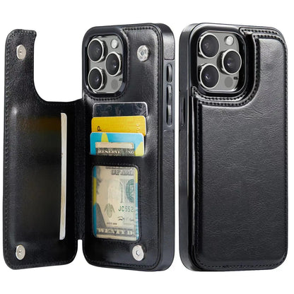 Wallet Card Holder Case Iphone 16 15 14 13 12 11 Pro Max Xs Xr Leather Cover