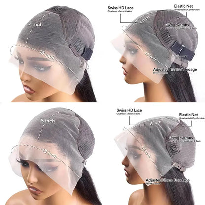 36 Inch Body Wave Lace Front Wigs Human Hair 250 Density 13x4 Hd Pre Plucked Natural Hairline Baby