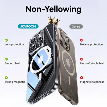 Joyroom Magnetic Case Iphone 16 15 Pro Max Transparent Cover Wireless Charger Magnet Anti Yellow