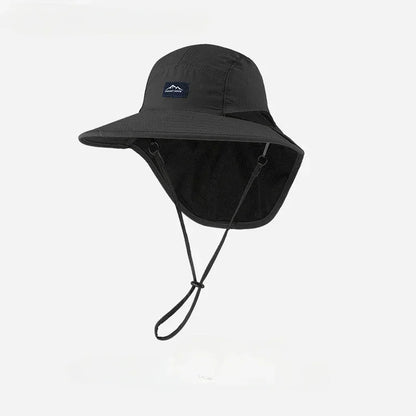 Wide Brim Bucket Hat with Neck Flap – Unisex Outdoor Sun Hat