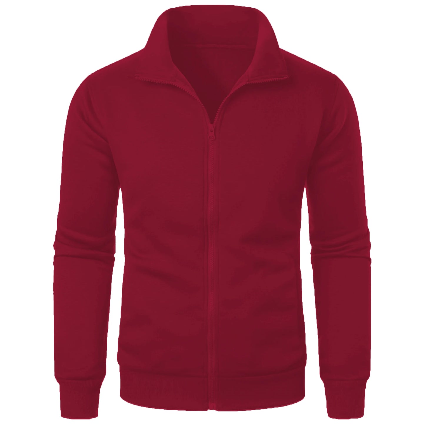 Men's Zip-Up Stand Collar Jacket Casual Sports Solid Color