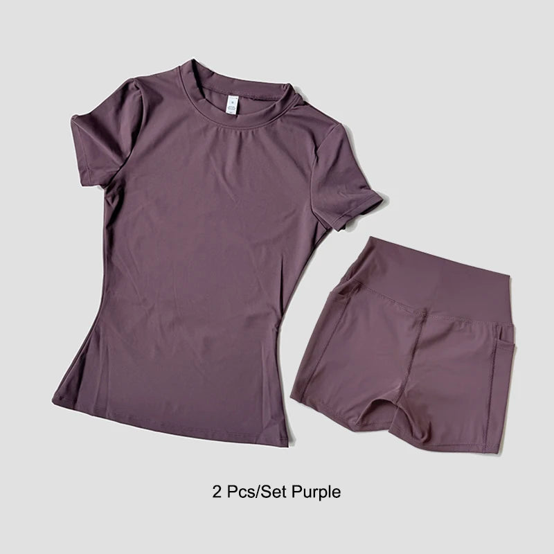 Women's Yoga Set – High-Waist Shorts & Sport Top Fitness Suit