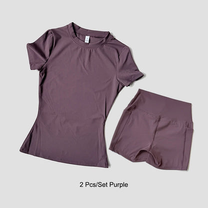 Women's Yoga Set – High-Waist Shorts & Sport Top Fitness Suit