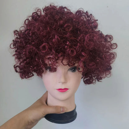 Women Curly Cosplay Wig Short Wavy Hair Colorful Synthetic Daily Party Men Football Fan Wearing Kids