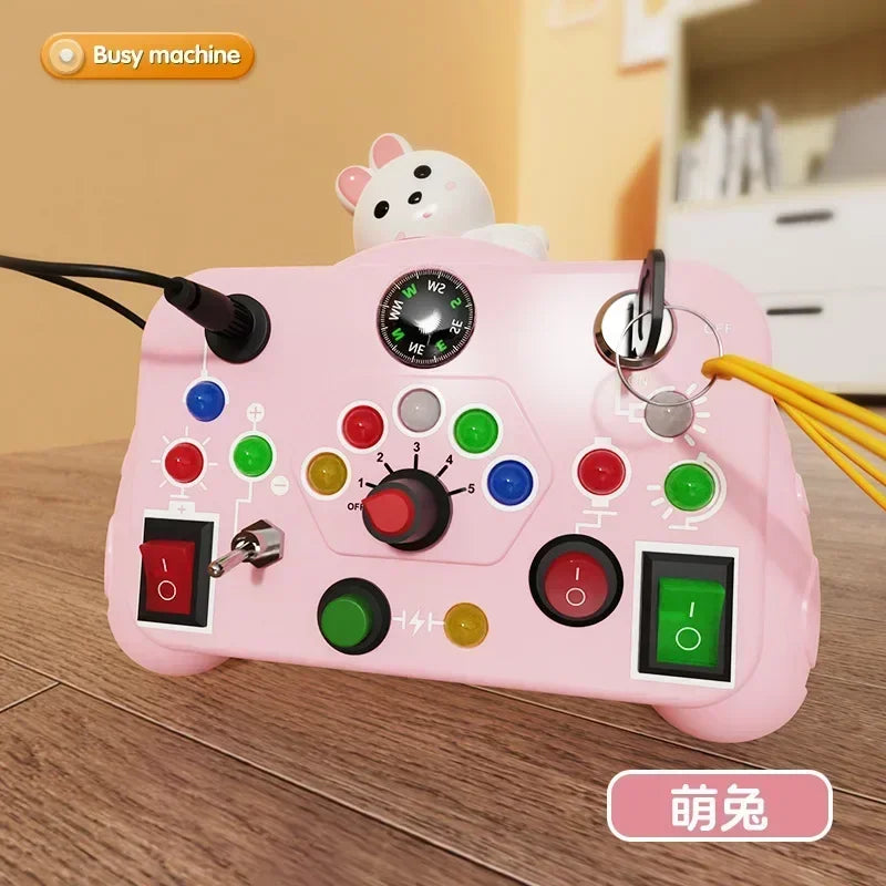 Montessori Busy Board – LED Light Switch Sensory Toy for Kids