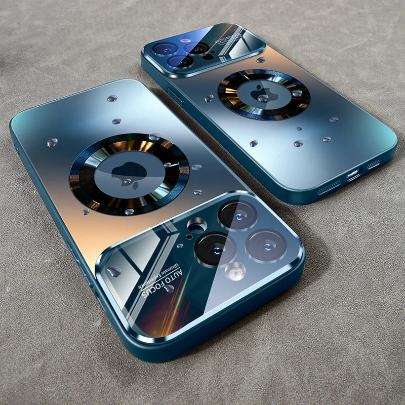 Luxury Glass Camera Magesafe Magnetic Wireless Charge Case Iphone 11 12 13 14 15 16 17 Pro Max Air