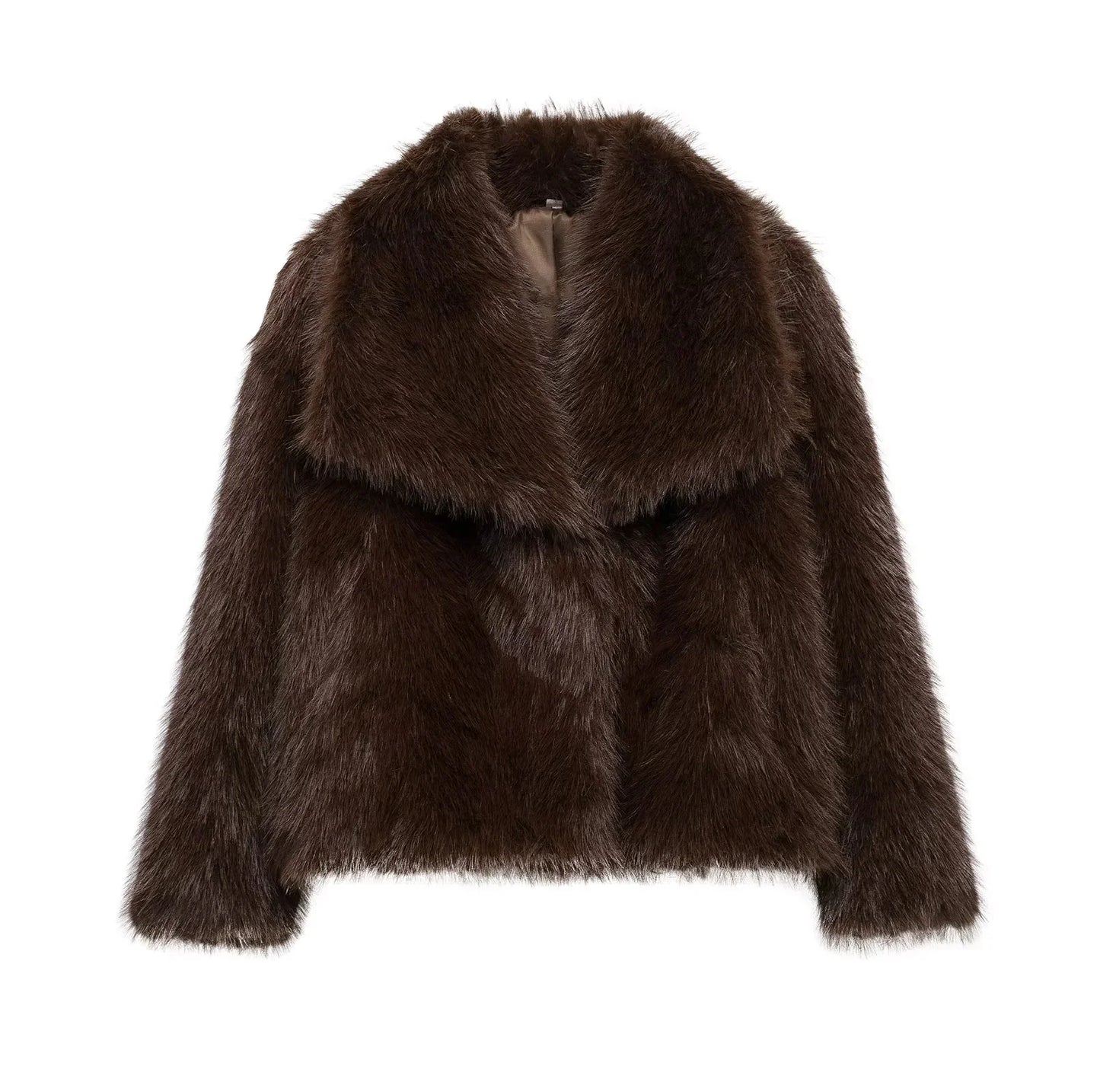 Women's Faux Fur Jacket – Fluffy Oversized Collar Warm Coat