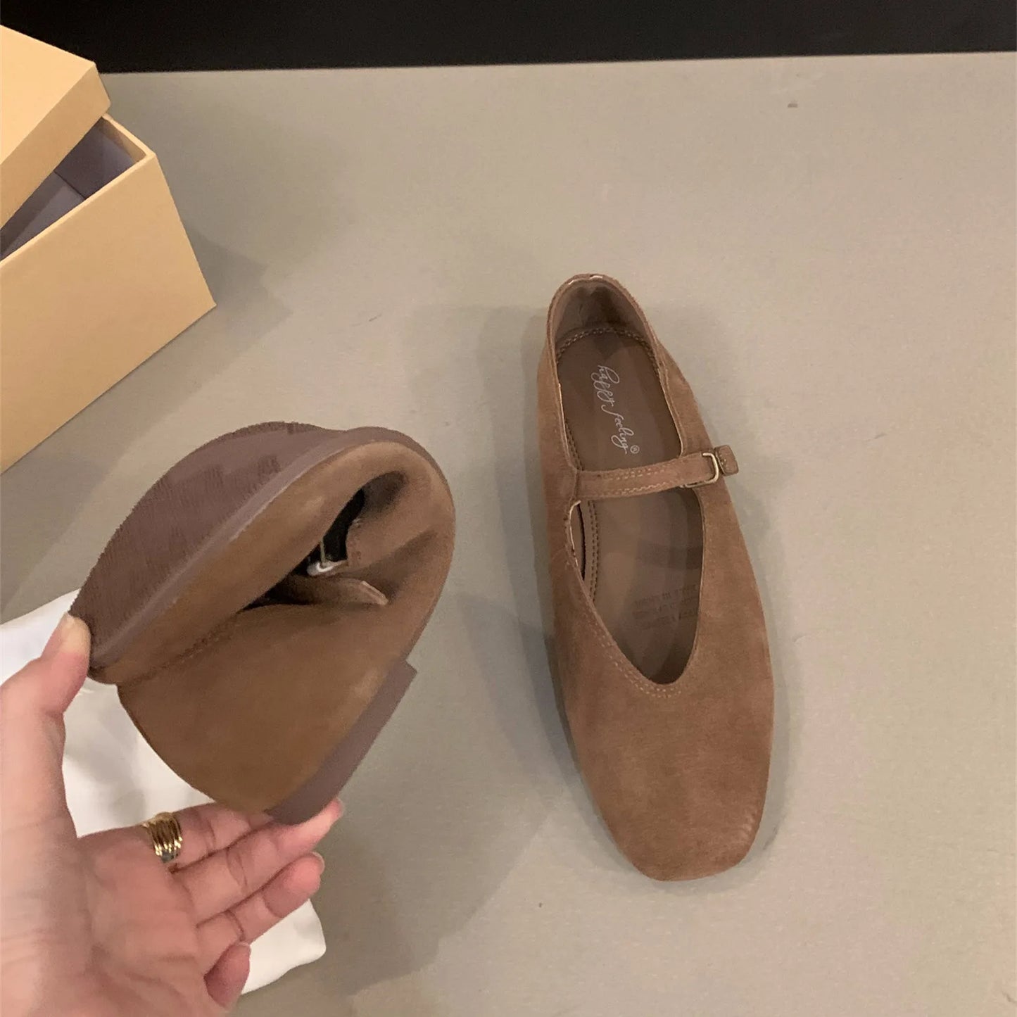 Women's Soft Suede Ballet Flats – Mary Jane Slip-On Shoes