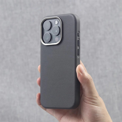 Luxury Alloy Lens Frame Particle Pu Leather Magnetic Case Iphone 17 16 Pro Max 15 14 13 Magsafe
