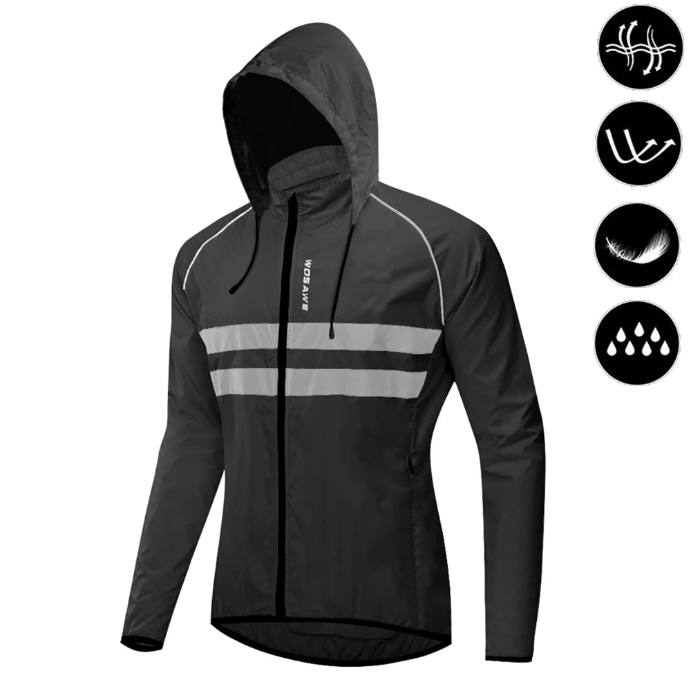 Cycling Windbreaker Jacket Men – Windproof Reflective Running Vest & Hooded Coat