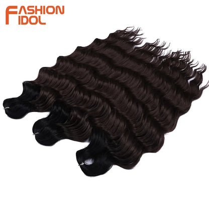 Anna 24 Inch Synthetic Hair Water Wave Braiding Extensions Ombre Blonde Deep Afro Curl Twist Crochet