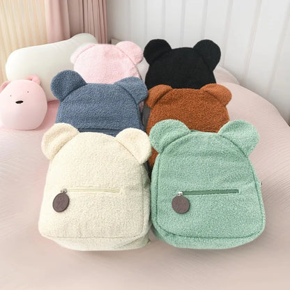 Cute Bear Ear Fleece Backpack for Kids – Girls School Bag