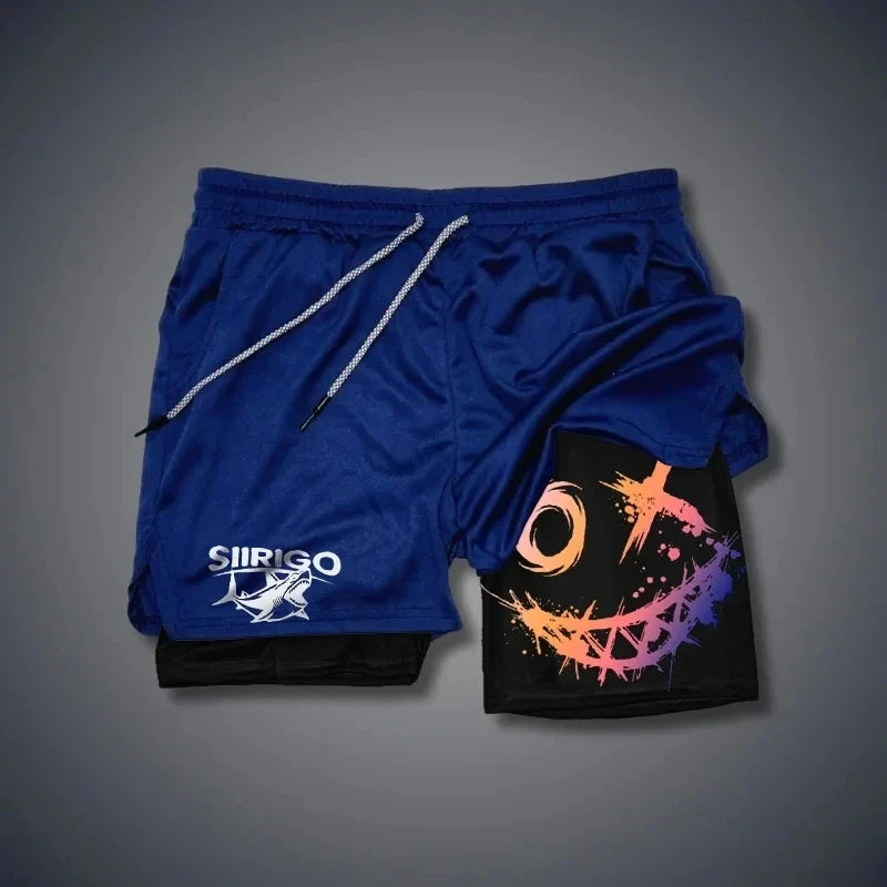 Men's 2-in-1 Graphic Print Fitness Shorts – Quick Dry Training
