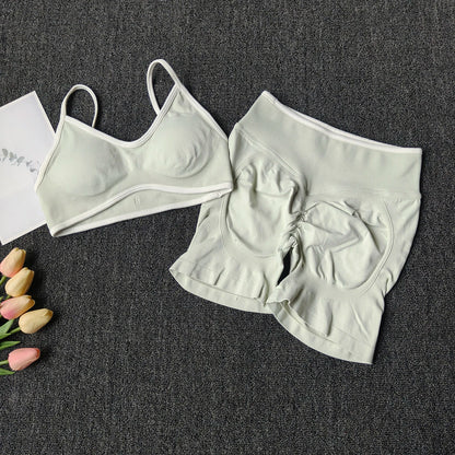 Seamless Yoga Set Women 2-Piece Sports Bra & Booty Shorts