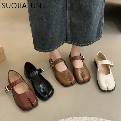 Split Toe Mary Jane Flats – Women's Soft Leather Tabi Shoes