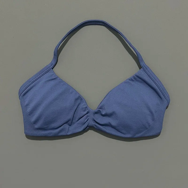 Women's Strappy Sports Bra – Padded Push-Up Gym Top