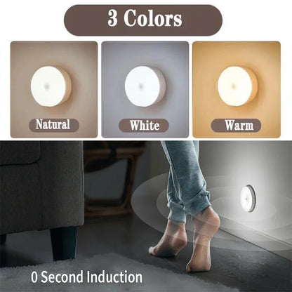 2 6 Pack Motion Sensor Led Night Light Usb Rechargeable 3 Color Lamp Cabinet Wardrobe Staircase
