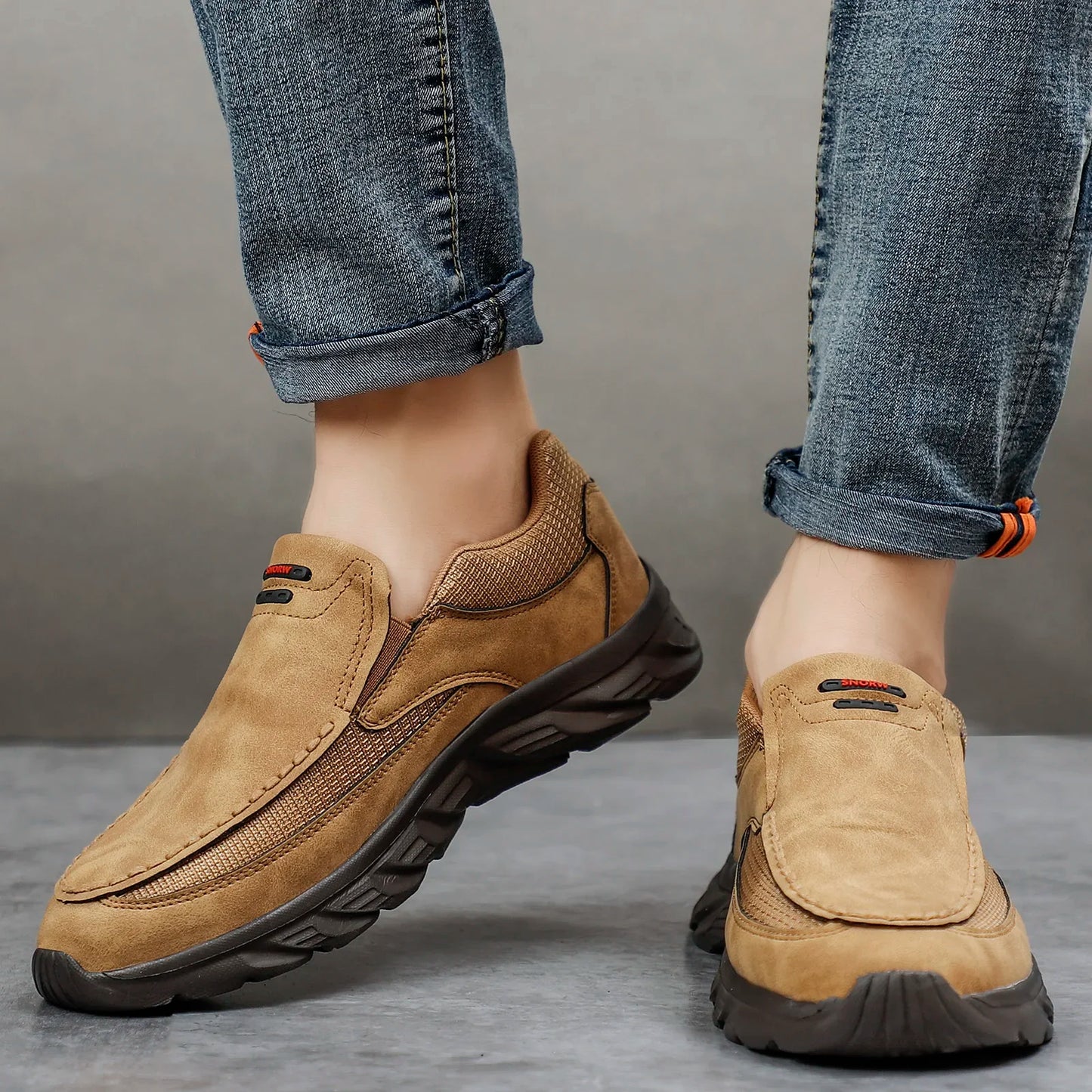 Men's Leather Slip-On Loafers – Breathable Casual Flat Shoes