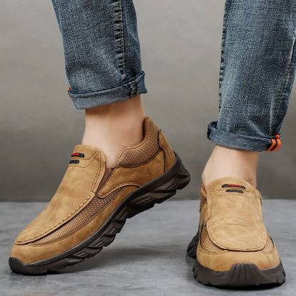 Men's Leather Slip-On Loafers – Breathable Casual Flat Shoes