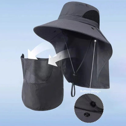 UV Protection Sun Hat with Face Cover – Unisex Outdoor Bucket Hat
