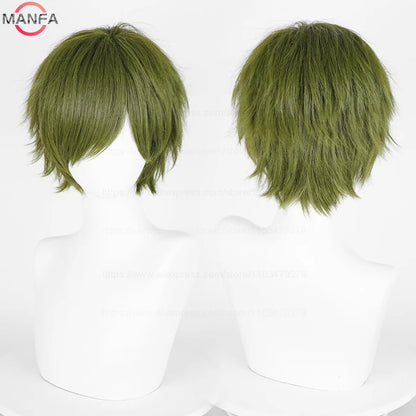 Anime 30cm Short Straight Cosplay Wig Black White Green Brown Purple Blue Gray Red Gold Man Women