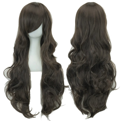 Soowee Curly Long Synthetic Hair Green Wig Hairpiece Pink Black Party Cosplay Wigs Women