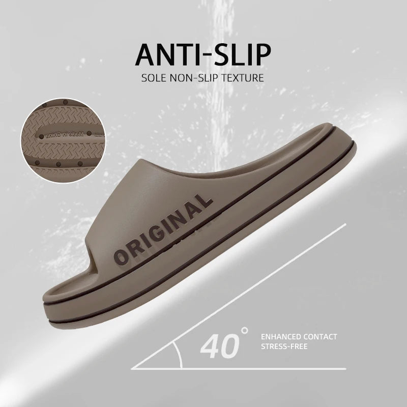Feslishoet Women Letter Slippers Beach Slides Solid Color Mens Thick Sole Indoor Bathroom Anti Slip