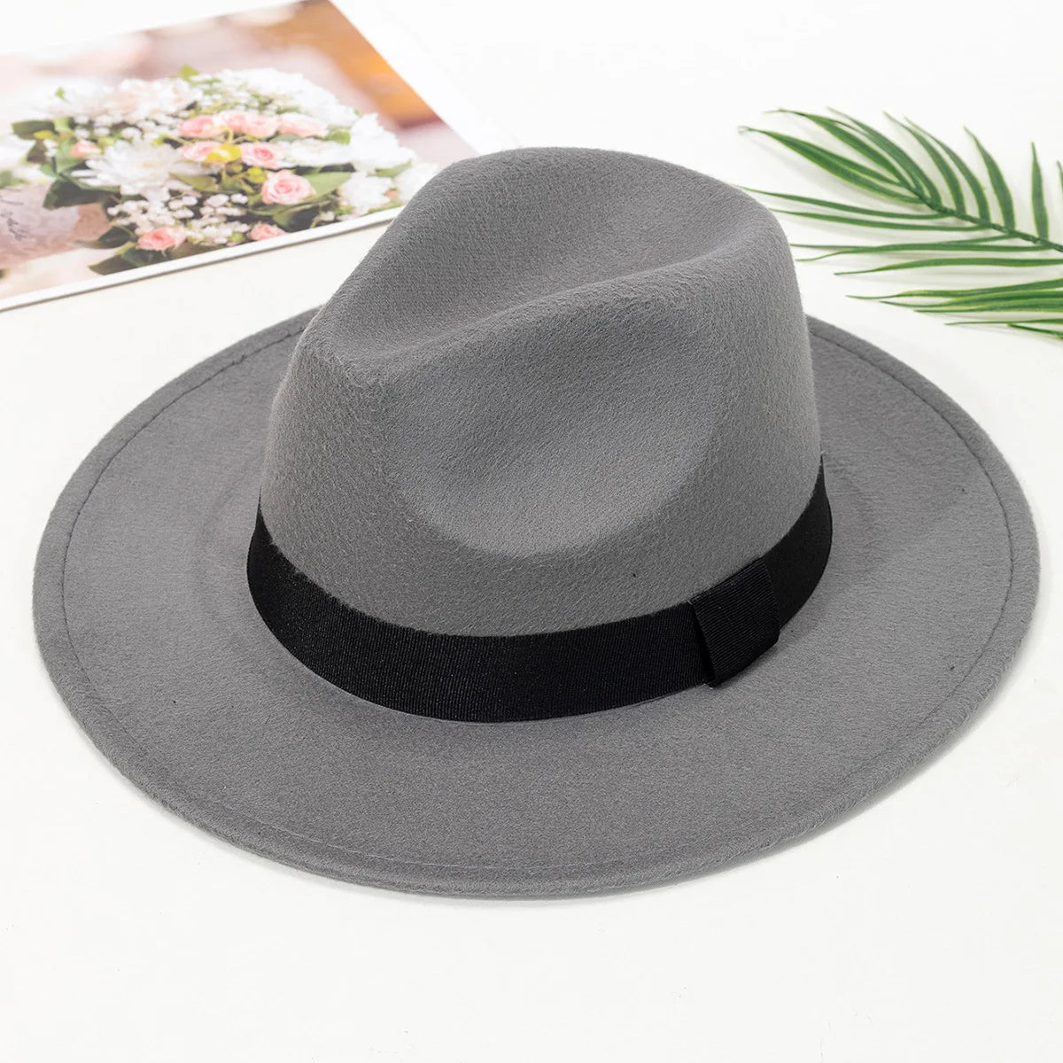 Wide Brim Wool Fedora Hat – Unisex Jazz Style