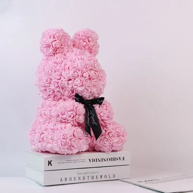 Rose Teddy Bear with LED Lights Artificial Flower Gift