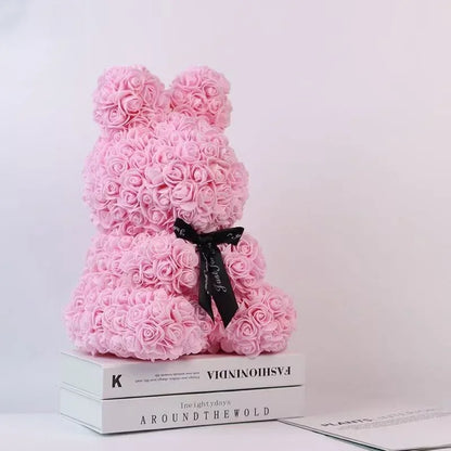 Rose Teddy Bear with LED Lights Artificial Flower Gift