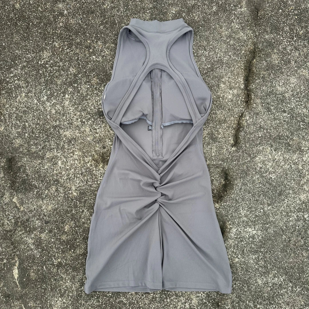 Women's Yoga Jumpsuit Shorts – Scrunch Back, Zipper, Gym Sportswear