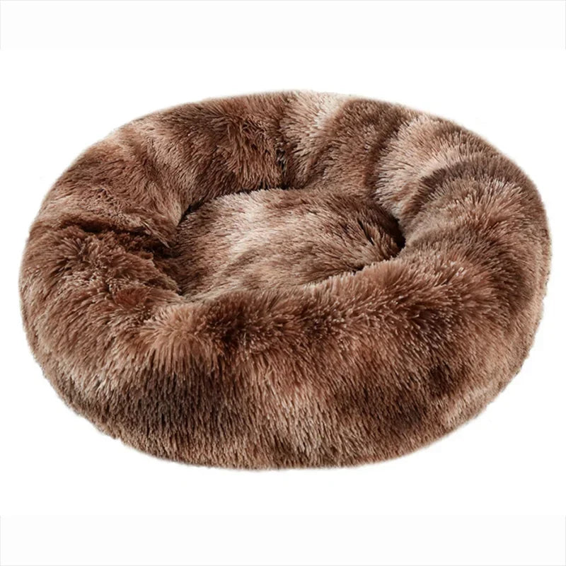 Round Plush Pet Bed – Super Soft Donut Bed for Dogs & Cats