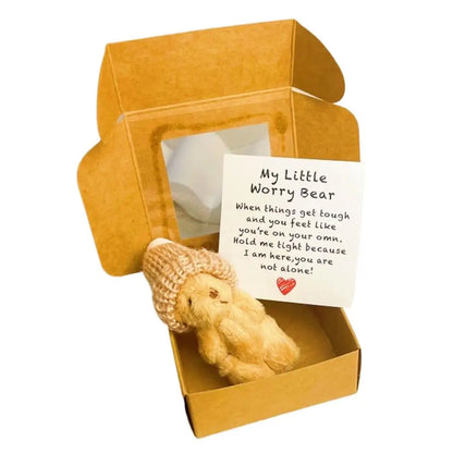 Pocket Worry Bear with Inspirational Card – Mini Plush Gift Box