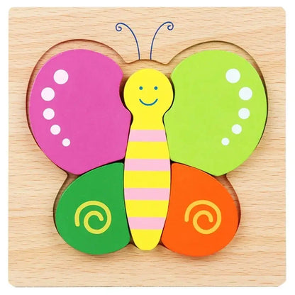 Montessori 3D Wooden Animal Puzzle for Kids