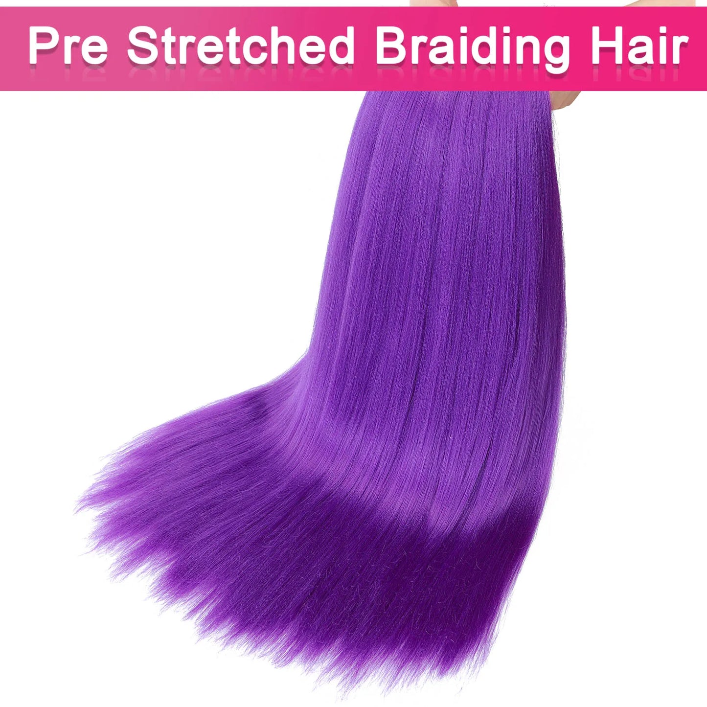 Purple Pre-Stretched Braiding Hair 24 Inch – Yaki Texture Synthetic Braid Extensions
