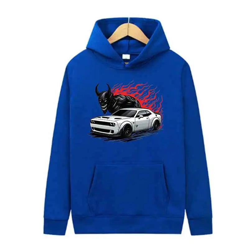 Muscle Supercar Graphic Hoodie Unisex Fleece Streetwear Pullover