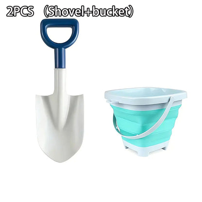 Kids Beach Sand Shovel & Folding Bucket – Outdoor Play Toy