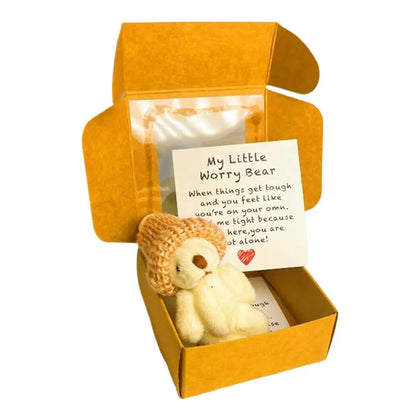 Pocket Worry Bear with Inspirational Card – Mini Plush Gift Box
