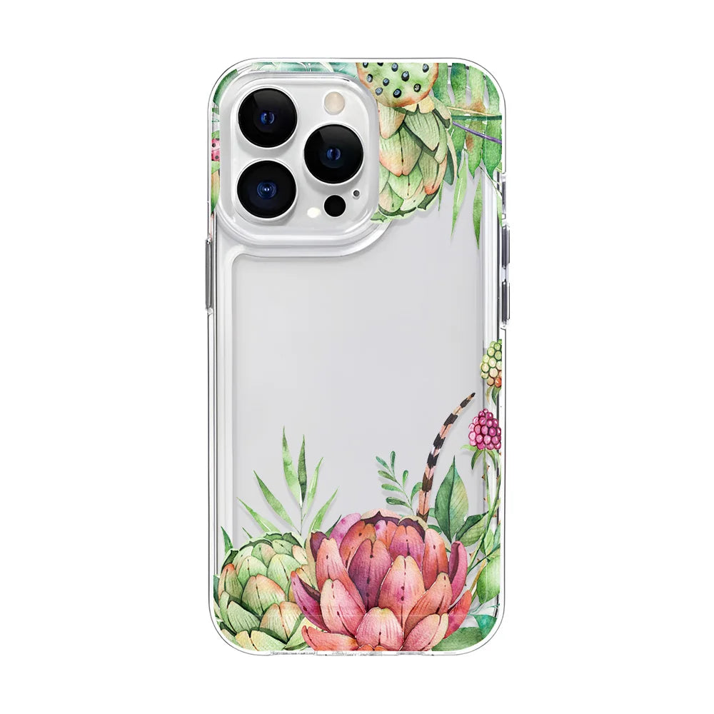 Girls Flower Clear Phone Case Iphone 16 15 14 13 12 11 Pro Max Plus Bumper Shockproof Hard Cover