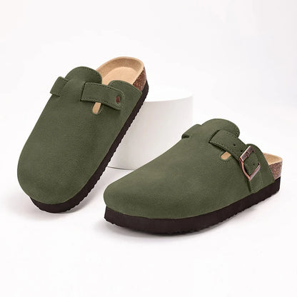 Suede Mule Clogs – Women's Arch Support Cork Outdoor Slippers