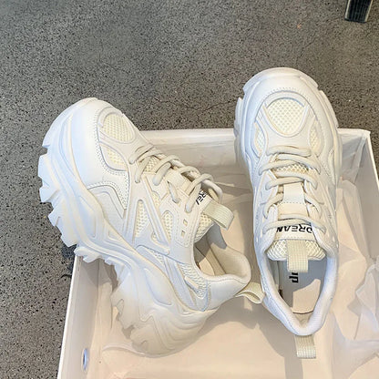 Women's Chunky Platform Sneakers – Casual Lace-Up Dad Shoes